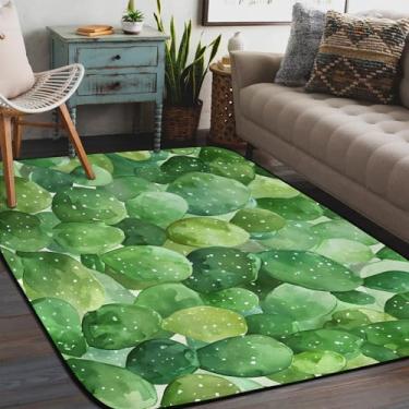 Imagem de Tapete de área para sala de estar, lavável à máquina, aquarela, folhas verdes, antiderrapante, tapete macio, para sala de estar, quarto, sala de jantar, berçário, cozinha, decoração de casa
