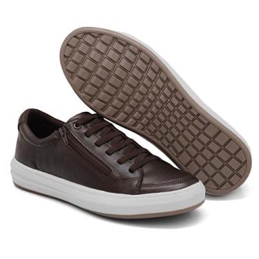Imagem de Sapatenis Masculino Couro Legitimo Tenis Casual Zíper Palmilha Gel - R