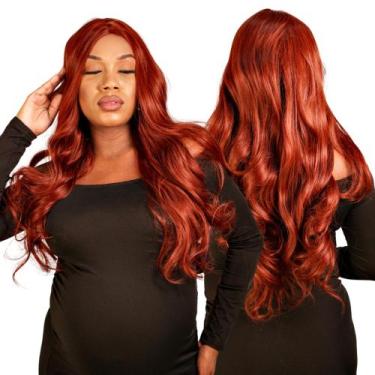 Imagem de Wig Peruca Ondulada sem Franja Ruiva 350 - Acompanha Cap - Maya Hair