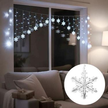 Imagem de Cortina Flocos De Neve C/152 Leds Fio Transparente 4m 110v - Top Natal