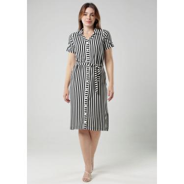 Imagem de Vestido Chemise Pau a Pique listrado Preto