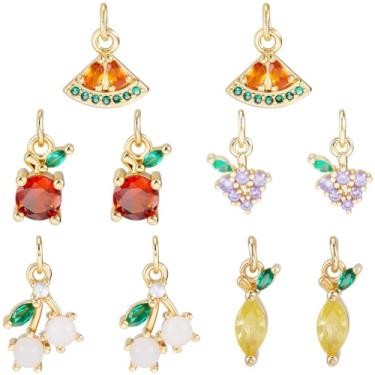 Imagem de SUNNYCLUE 1 caixa com 10 peças, 5 estilos, pingentes de cristal de frutas, zircônia cúbica, uva, limão, melancia, maçãs, cereja, frutas, pingentes para fazer joias, brincos, colar, chaveiros