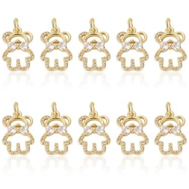 Imagem de Elecrelive Pingentes de Urso Banhado a Ouro 18 K Oco Zircônia Cúbica Pingentes de Cristal Animal Berloques para Colar Pulseira Brincos Fabricação de Joias