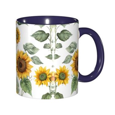 Imagem de Zeraoke Canecas de café criativas com estampa de girassol fresco, personalizadas, presente para família, tamanho de 325 ml, unissex