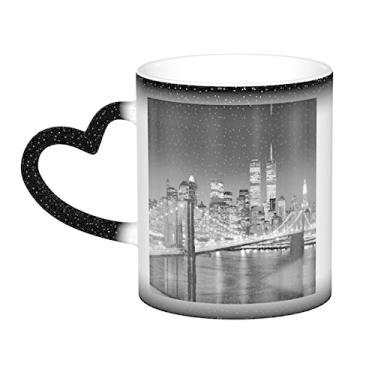 Imagem de Copo de café divertido New York, copo de cerâmica com mudança de cor sensível ao calor 12 Oz, para café/chá/leite/cacau, para adolescente/aniversário/festival/presentes