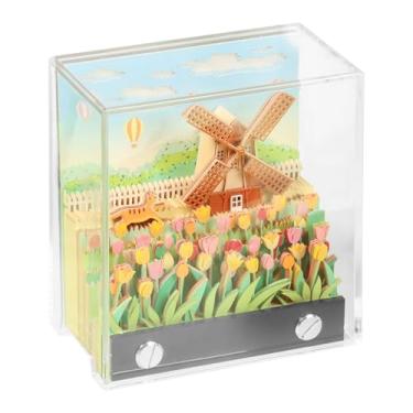 Imagem de ZJMCAJY Calendário Time Piece, bloco de notas 3D 2024 com luzes de LED, calendário de mesa 3D criativo, notas de postagem de calendário de arte 3D, decoração de mesa de arte faça você mesmo (pavilhão