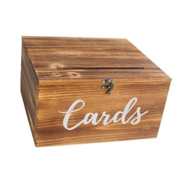 Imagem de oshhni Porta-cartões de casamento, elegante e versátil, com compartimento para decoração de mesa de aniversário, formatura ou outras ocasiões, Marrom