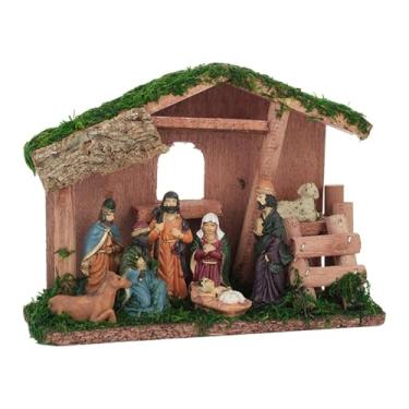 Imagem de KiBcsLic Presépio de Natal com estábulo, presente religioso, decoração para casa, presépio para o Natal, ideal para estante ou festa, Style a