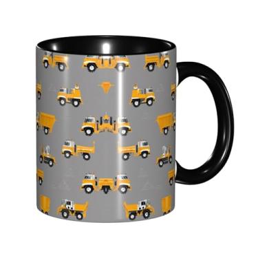 Imagem de Zeraoke Construction Trucks Print Canecas de café criativas, personalizadas, presente para família, tamanho de 325 ml, unissex