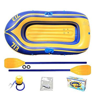 Imagem de LMJYU Barco inflável de borracha, rede de barco a remo, três grossos barcos de pesca infláveis, barcos infláveis