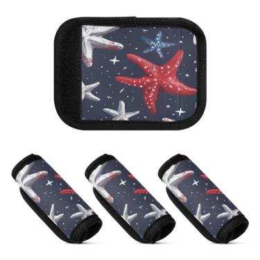 Imagem de Qilmy Beautiful Starfish Shells Bagagem Handle Wrap Pacote 2 Identificadores de Bagagem Tag Comfort Handle Grips Capa para Carrinho de Viagem Bolsa Mala Avião Acessórios de Viagem 1649
