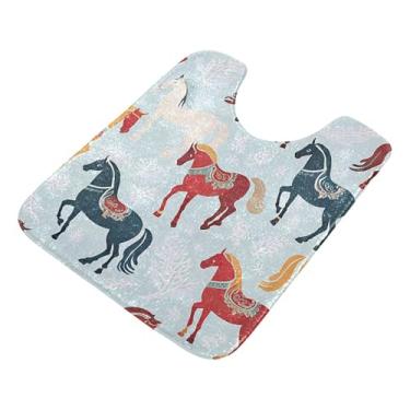 Imagem de Burbuja Tapete de banheiro Swedish Horses, tapete de banho absorvente de pelúcia macio, base antiderrapante para piso de banheiro, oval em forma de U