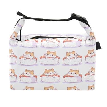 Imagem de STAYTOP Lancheira de gato sushi com fivela de alça, lancheira isolada para meninos e meninas, lancheira térmica para trabalho escolar