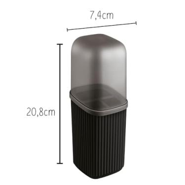 Imagem de Kit 5 Acessórios Saboneteira Sabonete Líquido e Barra, Lixeira Pequena, Porta Algodão e Estojo Dental (Preto)