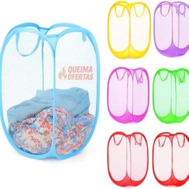 Imagem de Cesto, roupa suja, nylon, multiuso, organizador, dobravel, cores, sortidas, e pratico - Cores sortidas