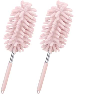 Imagem de 2 peças de espanador de microfibra para limpeza, espanadores laváveis, mastro extensível, até 76 cm acessível, ferramentas de limpeza de uso úmido e seco para carro, ventilador de teto, janela, móveis