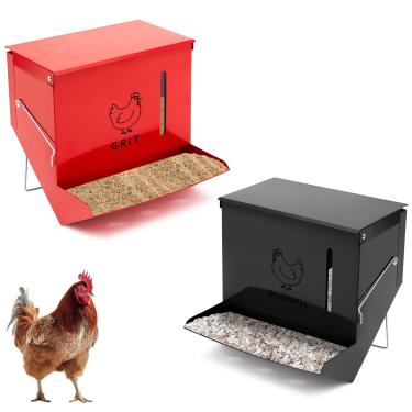 Imagem de Maxcheck Pacote com 2 grandes galinhas de casca de ostra e alimentador de grãos com tampa e janela de visualização 19 x 18 x 18 cm alimentador automático de aves de capoeira de gravidade acessórios