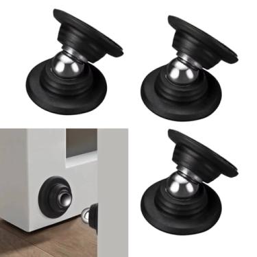 Imagem de Kit 3 Pares - Prendedor Magnético de Porta com Fixação Adesiva e Parafusos – Batente Trava Fixador de Aço Inoxidável, Protege Paredes, Instalação Fácil, Uso em Casa e Escritório (Preto)