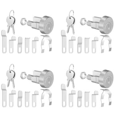 Imagem de ElasignShopo L-1172C 4 peças de substituição de fechadura de caixa de correio de metal prata para C9100 com 12 chaves, estrutura de liga de zinco para fechadura de chave de caixa de correio USPS