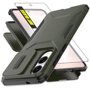 Imagem de AWZHYDT Capa projetada para Samsung Galaxy S25 Edge | Capa de câmera deslizante integrada e protetor de tela [2 em 1] Capas protetoras resistentes à prova de choque para Galaxy S25 Edge (verde pinho)