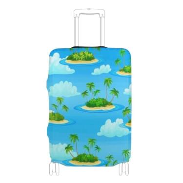 Imagem de Joisal Tropical Island Drift Capas de mala azuis para protetor de bagagem, capa de viagem personalizada para mulheres, estética, P, serve para capa de 45 a 50 cm, Tropical Island Drift Blue, M 22-24