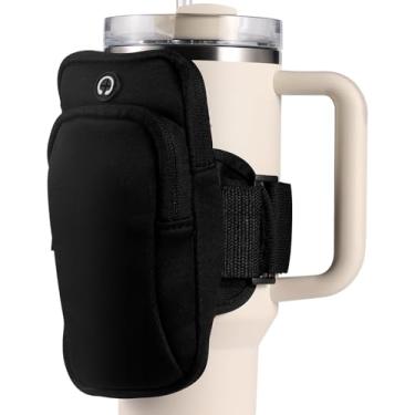 Imagem de Generic Bolsa para garrafa de água para academia, bolsa de cintura de camada dupla para chaves, carteira, celular, preta