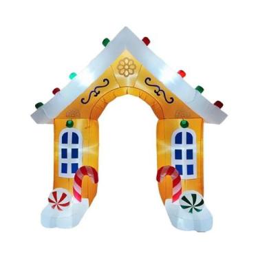 Imagem de Boneco De Neve Inflável De Natal De 1,8m Com Luzes LED Para Decoração 