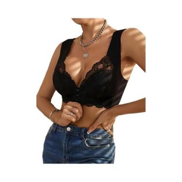 Imagem de Sutiã De Renda Com Copas Completas Para Mulheres, Abertura Frontal, Li