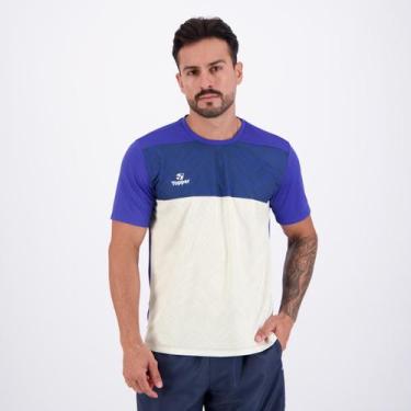 Imagem de Camiseta Topper Color Block Branca e Azul, G