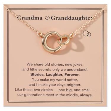 Imagem de JINYRSOC Colar com círculos ligados, presente significativo para irmã/mãe, filha/avó neta, aniversário, formatura, Natal e todos os dias, Adjustable, Aço inoxidável, Sem Pedra Preciosa