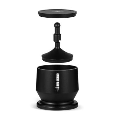 Imagem de Phefop Seletor de pó de café, Copo de Dosagem Cego de Liga de Alumínio Ferramenta Profissional de Distribuição de café Com Anel de Dosagem para Moedores Portafilter Despeje sobre (BLACK)