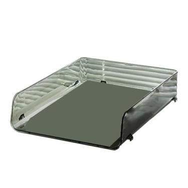 Imagem de Acouto Arquivo de Armazenamento de Plástico Empilhável, Rack de Documentos, Caixas de Arquivo de Mesa, Abertura Grande, Camada única (Verde 26,5x33x7,5cm/10,4x13,0x3,0in)