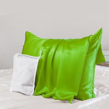 Imagem de PROMEED 23 Momme Silk Pillowcase for Hair and Skin, Both Sides Upgraded Grade 6A+ Mulberry Silk Pillow Case with Zipper, Pillow Cases for Hot Sleepers (Green, Standard 20"x26")