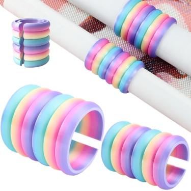 Imagem de Pacote com 2 suportes de rolo de lona de pintura de diamante, 2 tamanhos, organizador de anel de lona antiderrapante para kits de arte de diamante para adultos, facilmente enrole e armazene ferramenta