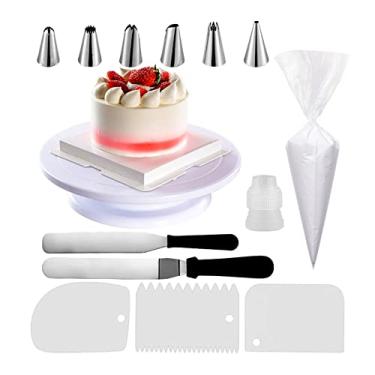 Imagem de 63PCS Kits de Decoração Bolo com Roda Giratória para Espátula Creme Raspador Pontes Bico Decorar 50PCS Sacos Massa Conjunto Ferramentas Festa Aniversá