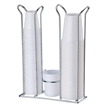 Imagem de Future Organizador Copos Descartáveis 200ml, 50/80ml e Mexedor, Aço Carbono - Plástico, Cromado e Branco