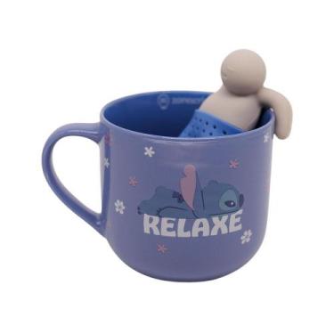 Imagem de Caneca com Infusor para Cha 350ml Stitch Relaxe Zona Criativa 10026506