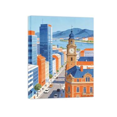 Imagem de Pôster paisagem - Torre Prédios Cidade - Impressões em Tela - Imagem Moderna Natureza para Sala de Estar Decoração 60x80cm Tela Embrulhada
