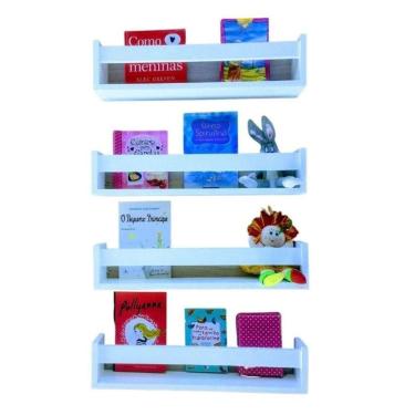 Imagem de Kit Nicho De Parede Para Livro Infantil Mdf 4Pçs Mdf 55Cm