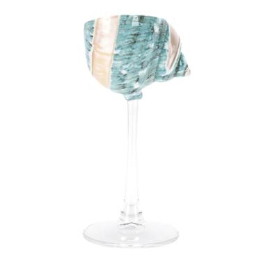 Imagem de Aqur2020 Copo de Vinho Em Concha, Cálice de Haste Longa Artesanal para Bebidas Frias, Concha Natural e Decoração de Peça Central de Mesa de Vidro, Aprox.Talheres Exclusivos de (Base Transparente