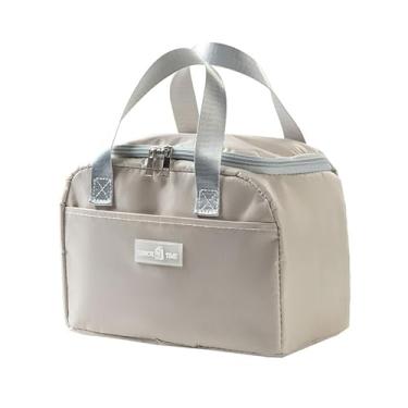 Imagem de Lancheira reutilizável isolada – refrigerador congelável com alça para piquenique no escritório (cáqui)