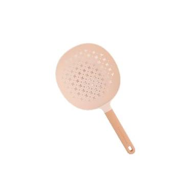Imagem de Colher de escumadeira resistente ao calor grande com ranhura de grau alimentício para fritar massas de cozinha e legumes (rosa)