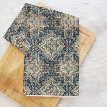Imagem de Toalhas de cozinha com padrão floral vintage, boho vintage flor estética decorativa toalha de prato de microfibra absorvente toalha de chá, toalhas de mão azul verde para casa de fazenda casa de banho
