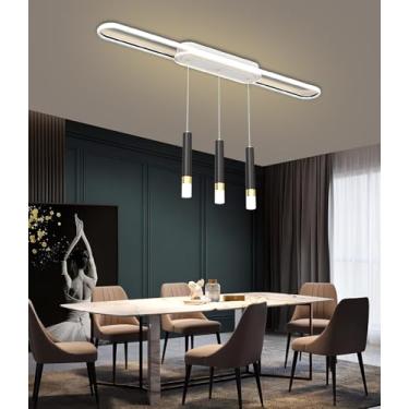 Imagem de Luminária pendente moderna com intensidade ajustável (altura regulável), holofotes LED e controle remoto para iluminação de teto em cozinhas, salas de jantar e salas de estar (branca, A120CM