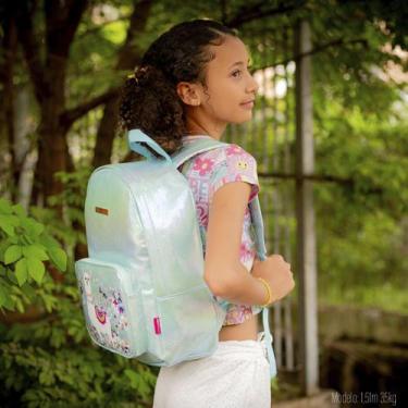 Imagem de Mochila Feminina Escolar Creche infantil Fofa Delicada Glitter Brilhan