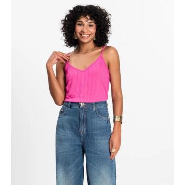 Imagem de Blusa De Alça Feminina Ribana Canelada Rovitex Rosa, GG, Rosa