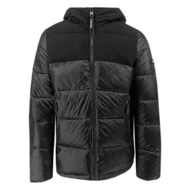 Imagem de Jaqueta Calvin Klein Masculina Hoodie Matelassê Arm Logo Preta-Masculino