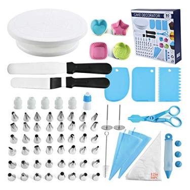 Imagem de Kit de Decoração Bolo com 80 Peças Pontas Glasê Sacos Massa Giratória para Unhas Flores Espátula Creme Scraper Ferramentas Festas Aniversário Sobremes