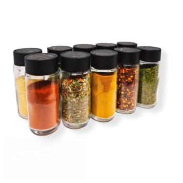 Imagem de Kit de Potes Organizadores de Temperos com Etiquetas Plásticas para Condimentos, Cozinha, Armazenamento de Especiarias e Organização Doméstica (8 Potes,100ml)