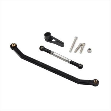 Imagem de MYHWDRNU Peças de carro RC compatíveis com MN128 1/12 RC Car Upgrade Part Black Aluminum Alloy Stronger Steering Link Rod Kit